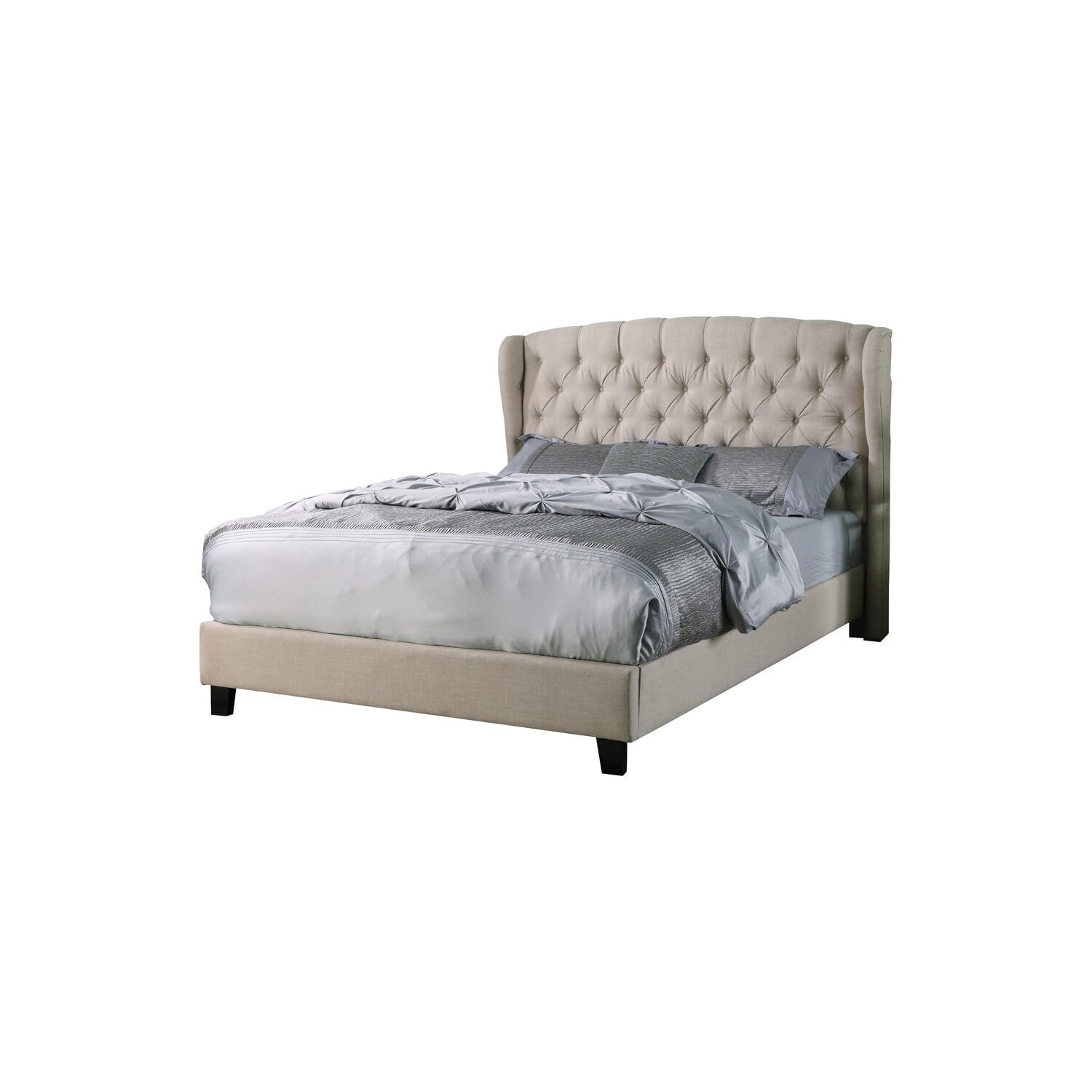 Upholstered Tufted with Wingback Platform Bed California King,Bed Frames