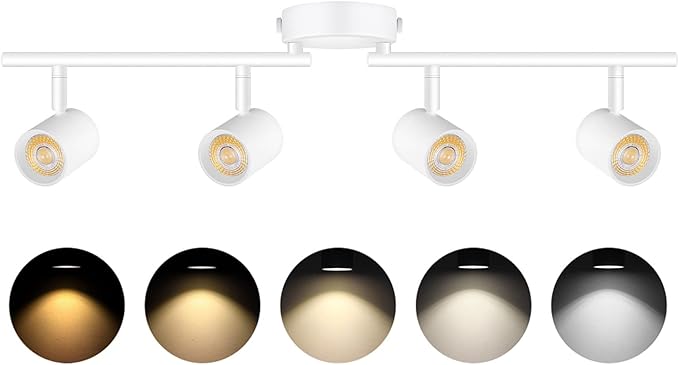 5-Color 4 Light Black LED Track Lighting Fixtures Ceiling for Kitchen
