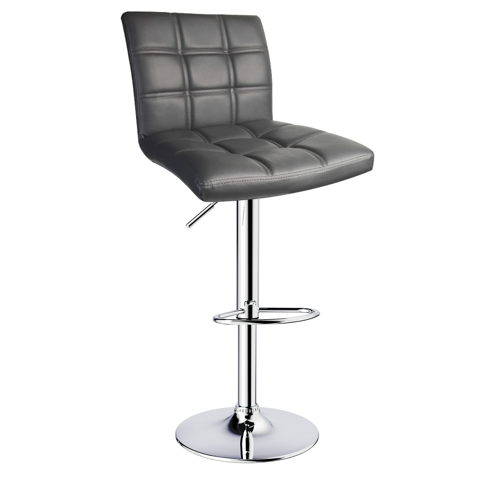 Square PU Leather Adjustable Bar Stools with Back, Square Back Bar Stools Set of 2