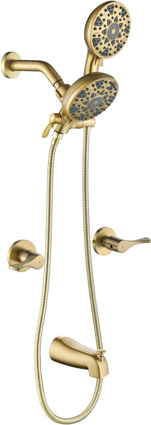 2 Handle Shower Faucet Set with Tub Spout and Shower Head Combo