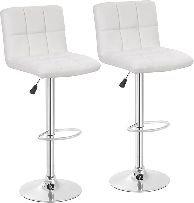 Counter Height Swivel Bar Stools PU Leather Padded with Back,Set of 2