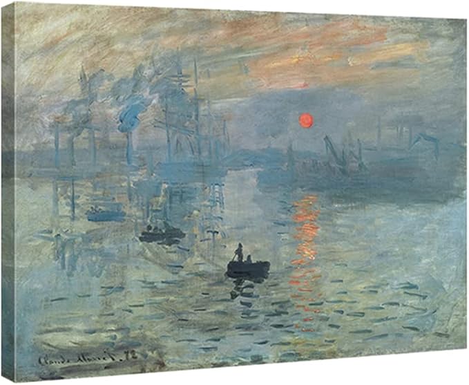 Extra Large Black Framed Art Impression Sunrise of Claude Monet Famous Paintings Reproduction Seascape Artwork Pictures on Canvas Wall Art for Home Decorations Black