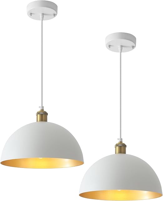 Black Pendant Lights Kitchen Island 3 Pack, Vintage Pendant Light with Dome Shade