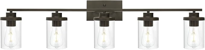 Farmhouse Vanity Lighting Fixtures Oil Rubbed Bronze 6 Light with Glass Shade Bathroom