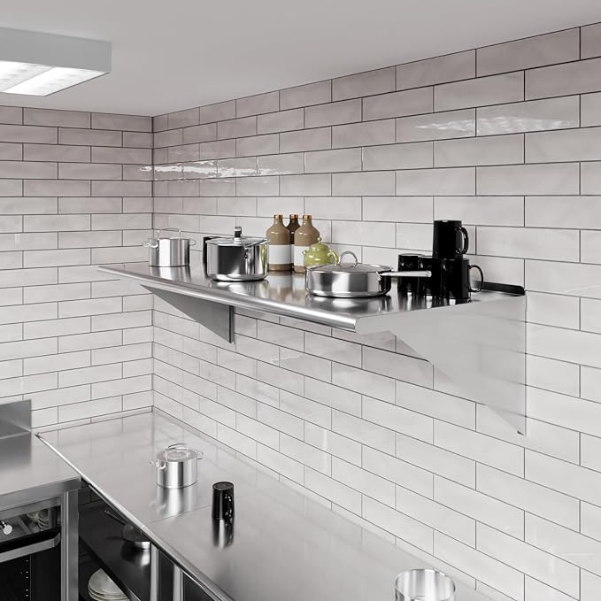 Express KitchQuip Stainless Steel Wall Shelf | Metal Shelving | Garage, Laundry, Storage, Utility Room | Restaurant, Commercial Kitchen | NSF Certified | (24” x 60”)