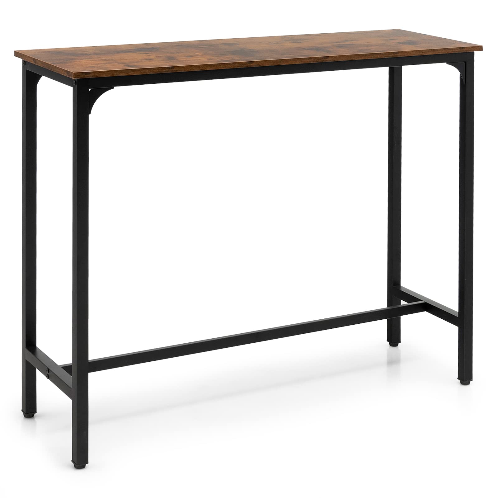 48” Bar Table, Industrial High Top Bar Table with Metal Frame & Adjustable Feet
