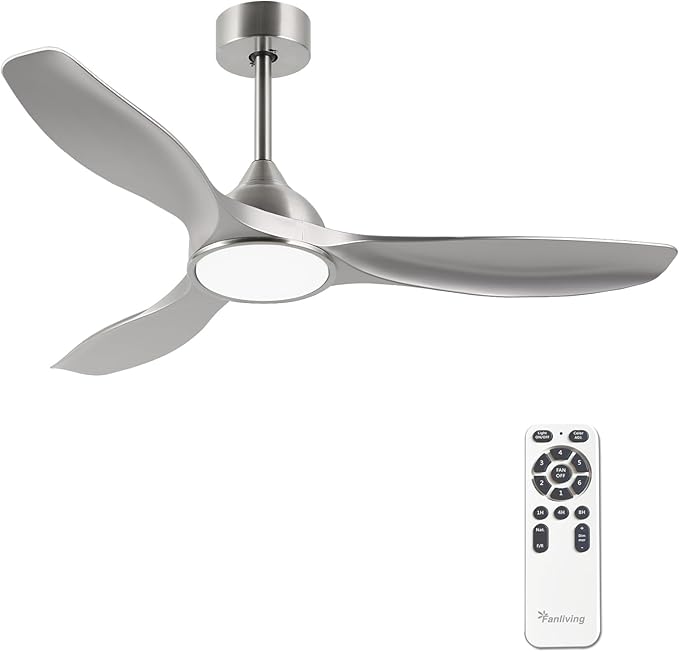 52 Inch 6 Speed High CFM Quiet DC Motor Modern Ceiling Fan with Lights Remote Control
