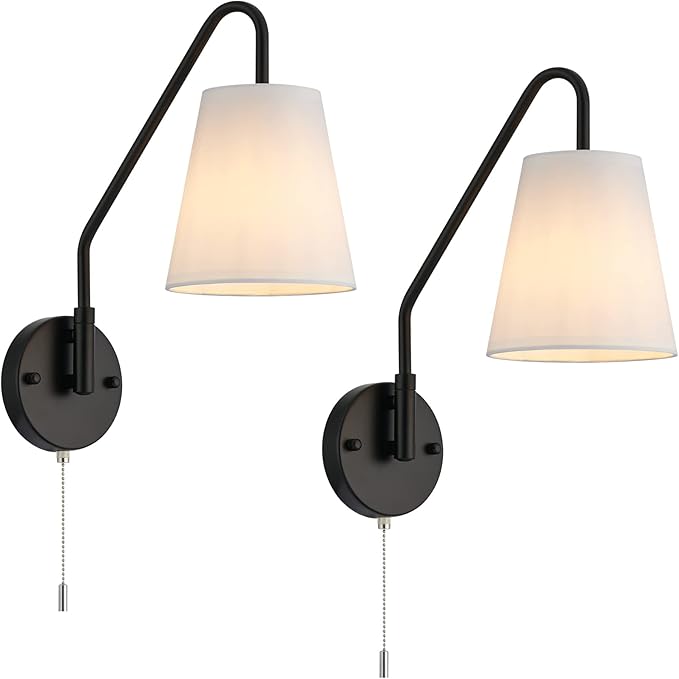 Sconces Set of 2 Hardwired 180 Degree Left and Right Swing Arm Wall Light