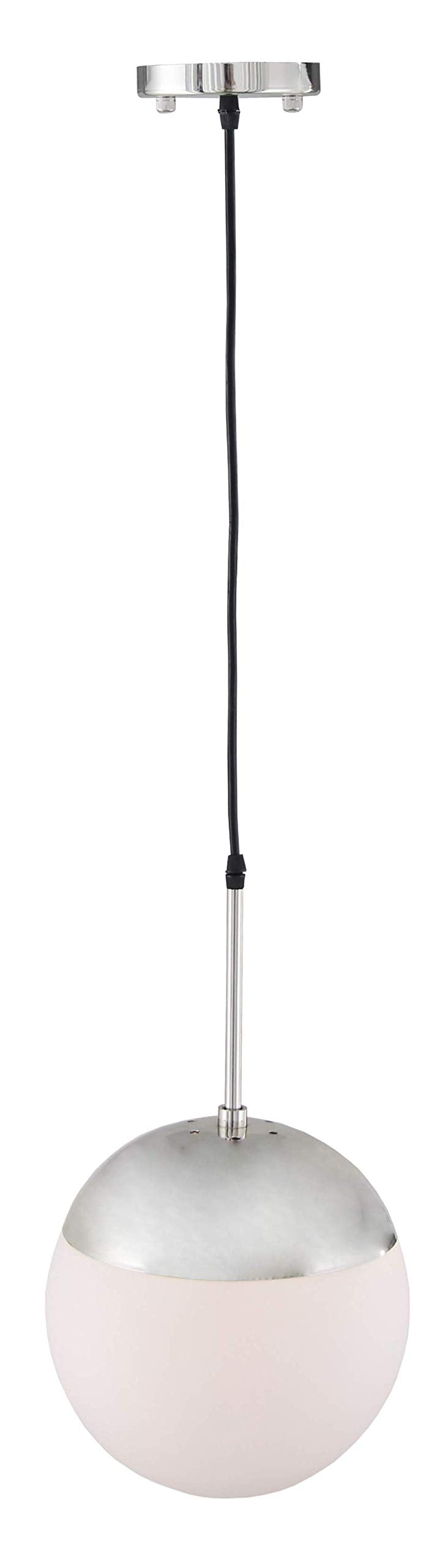 Single Globe Glass Pendant Lamp Lighting Fixture Crafted Metal Finish (Nickel)