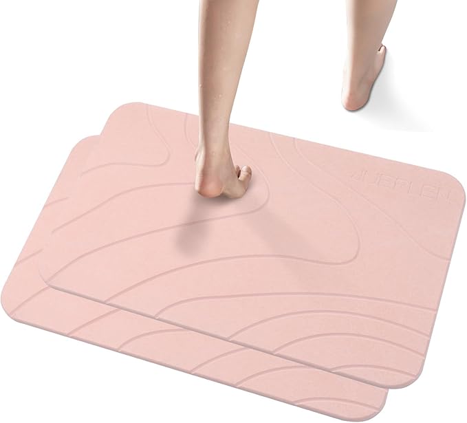 2 Pack Diatomaceous Earth Shower Mat, Stone Bath Mat