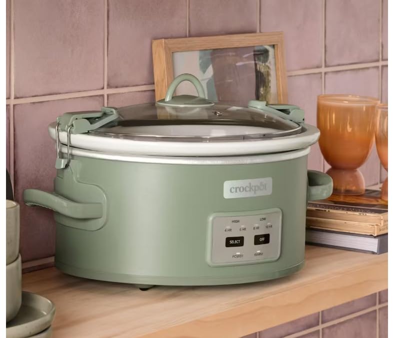 Locking Lid 6qt Cook and Carry Programmable Slow Cooker Moonshine Green