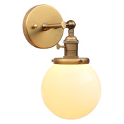 Vintage Wall Sconce Lighting Fixture with 5.9" Round Globe Milk