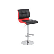 Fux Leather Bar Stool in Black and Red with Chrome Base,ELM-744