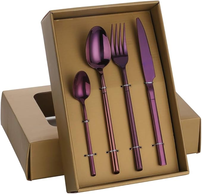 20-Piece Silverware Set, Orange Flatware Cutlery Set