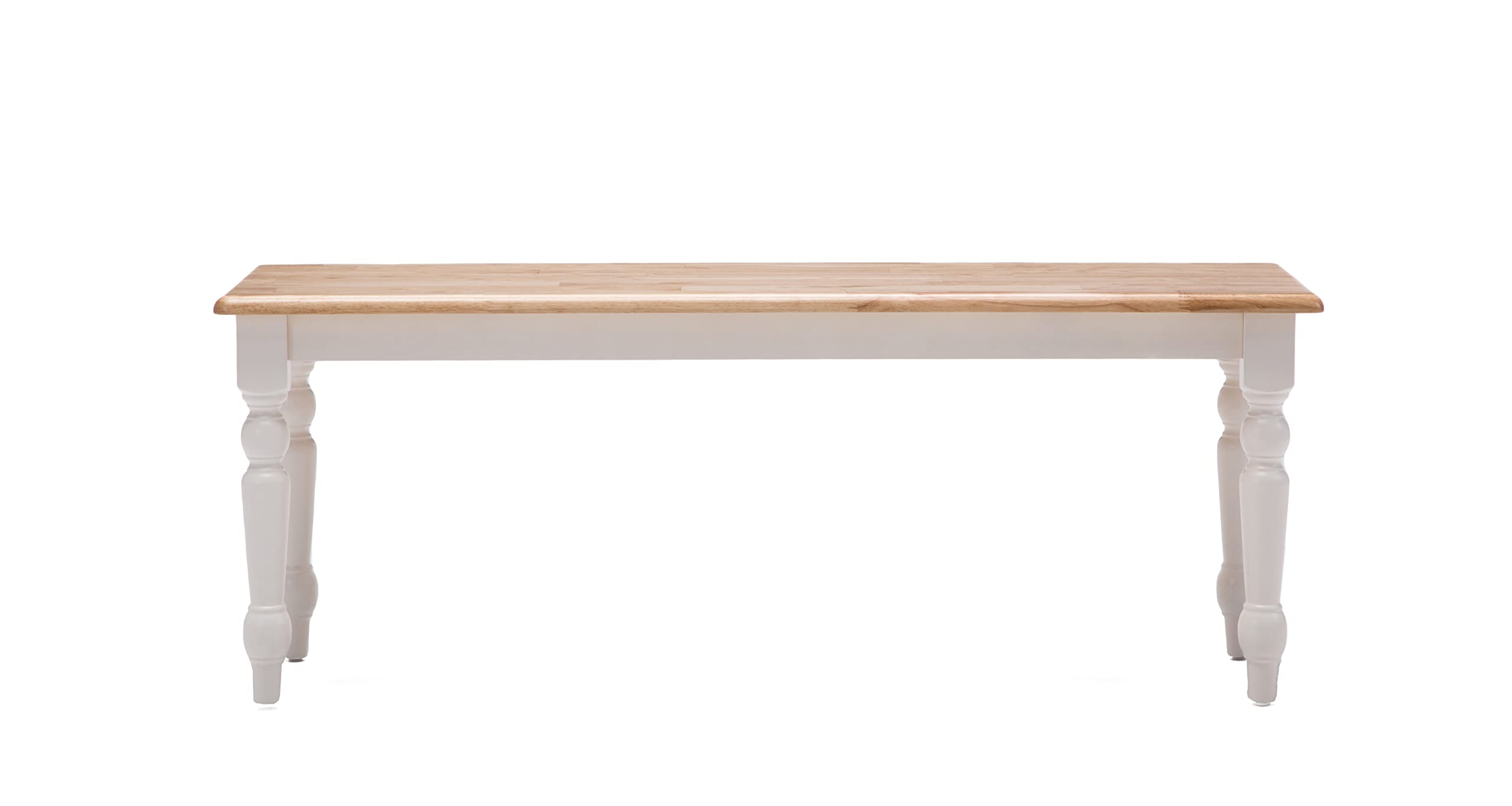 Farmhouse Bench, White/Natural 14 x 48 x 18