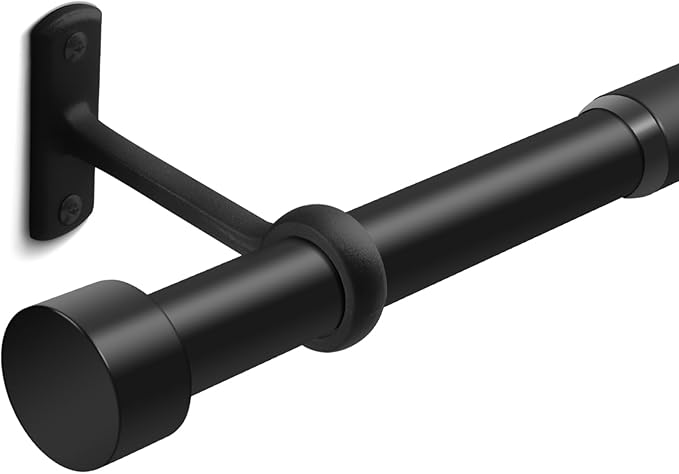 1 Inch Curtain Rods for Windows, 32 to 144 Black Rustic Rod Set