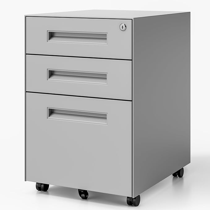 File Cabinet, Mobile File Cabinet with Lock on Wheels,
