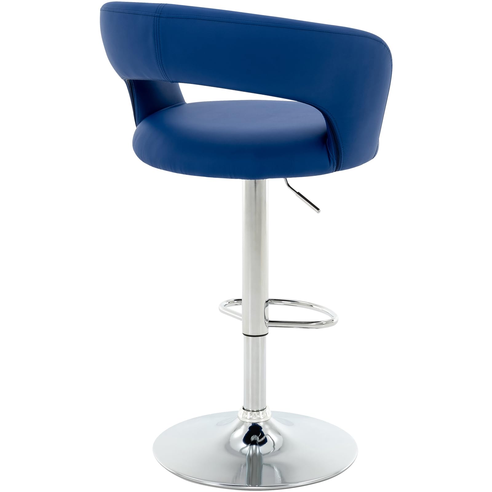 Stool, Modern PU Leather Swivel Adjustable Barstool with Hollow Back and Arms