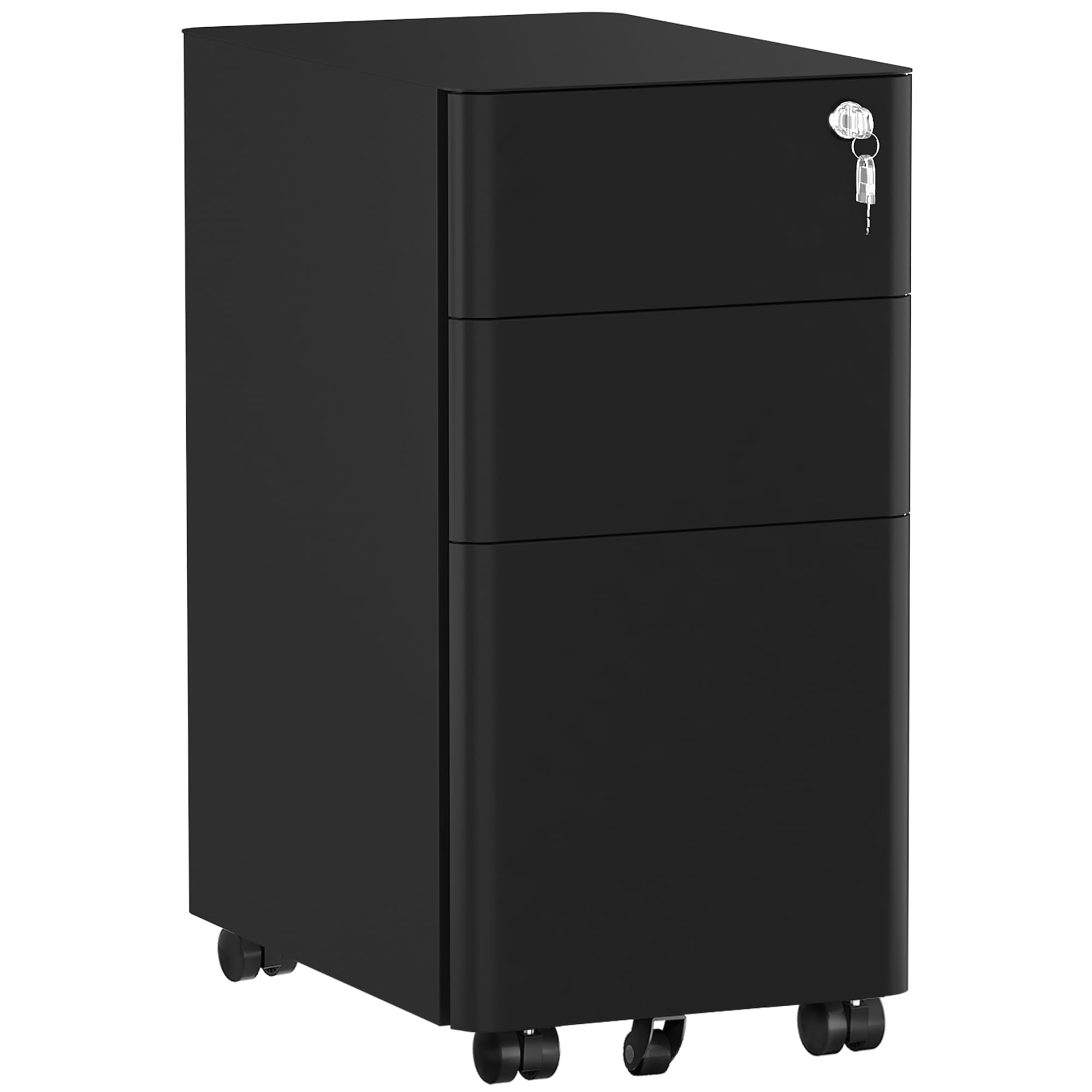 3-Drawer Vertical File Cabinet, Mobile Filing Cabinet with Lockable