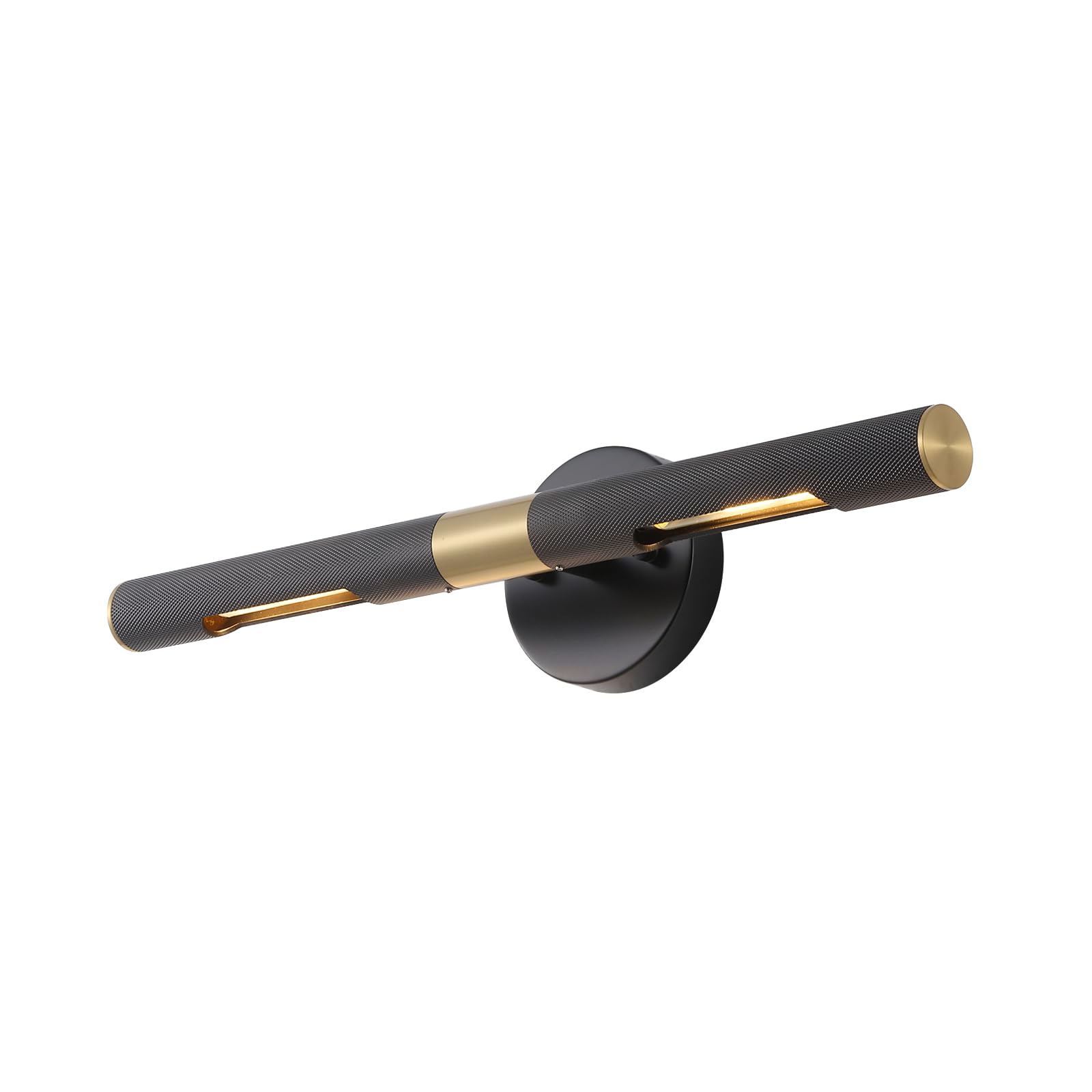 Picture Light 19 inches Brushed Brass Gold Black Wall Sconce with Knurled