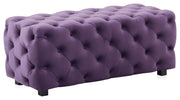 Modern 46 Inch Rectangular Velvet Ottoman, Tufted Bench for Living Room
