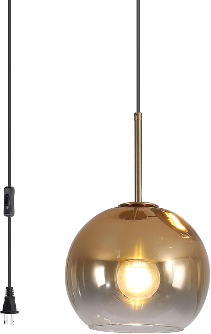 Lighting Globe Pendant Lights Gradient Gold Glass Pendant Light Modern Kitchen Island