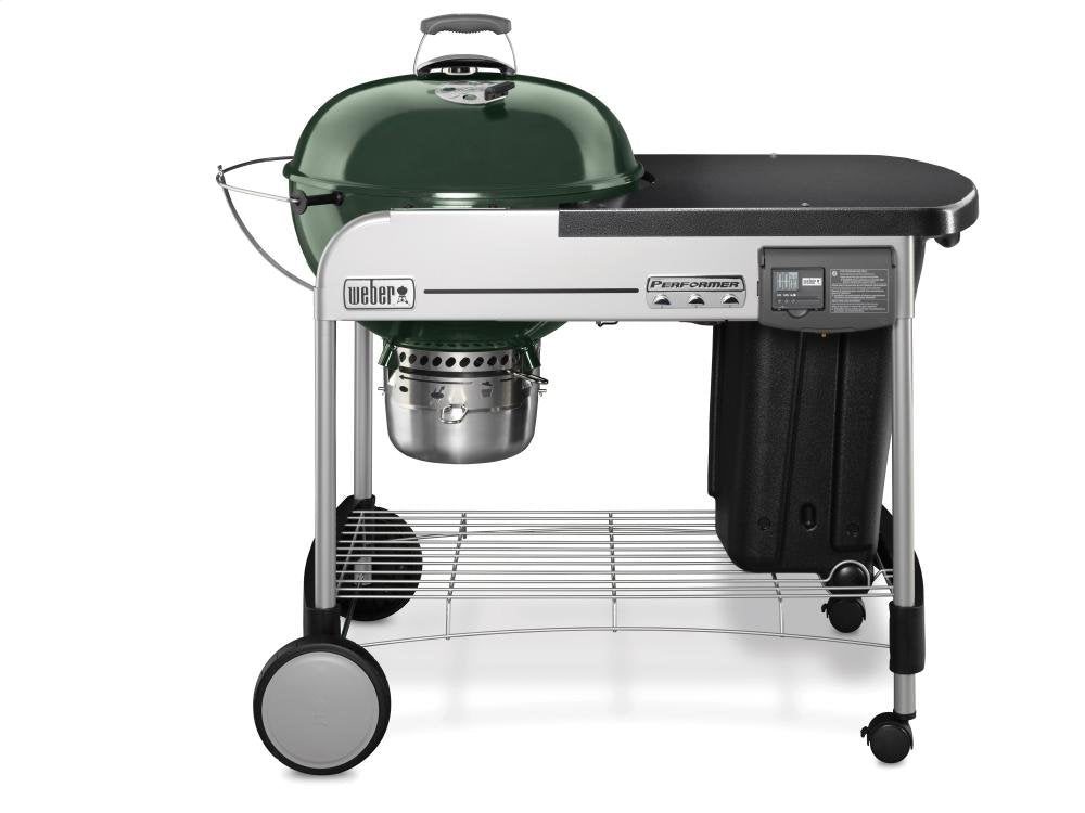 Performer Deluxe Charcoal Grill, 22-Inch, Touch-N-Go Gas Ignition System, Green