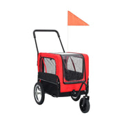 -1 Pet Bike Trailer & Jogging Stroller Red and Black 6.6"-Front Wheel Diameter
