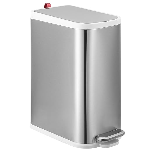 Bathroom Trash Can with Lid,Stainless Steel Garbage Can