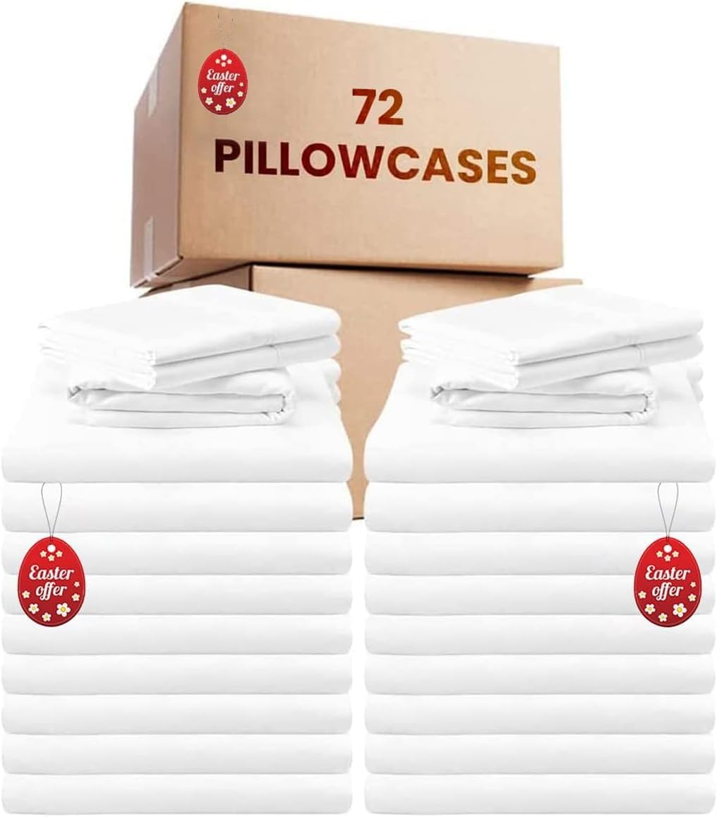Bulk Pillow Cases(72 Pack) -King Size Envelope Closure Pillow Protectors(21x37)