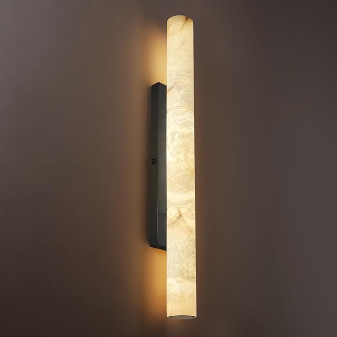Brass Alabaster Wall Sconces, 20" Natural Marble Wall Sconce