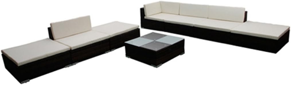 8PC Outdoor Patio Furniture Rattan Wicker Sectional Sofa Chair Couch Set Brown