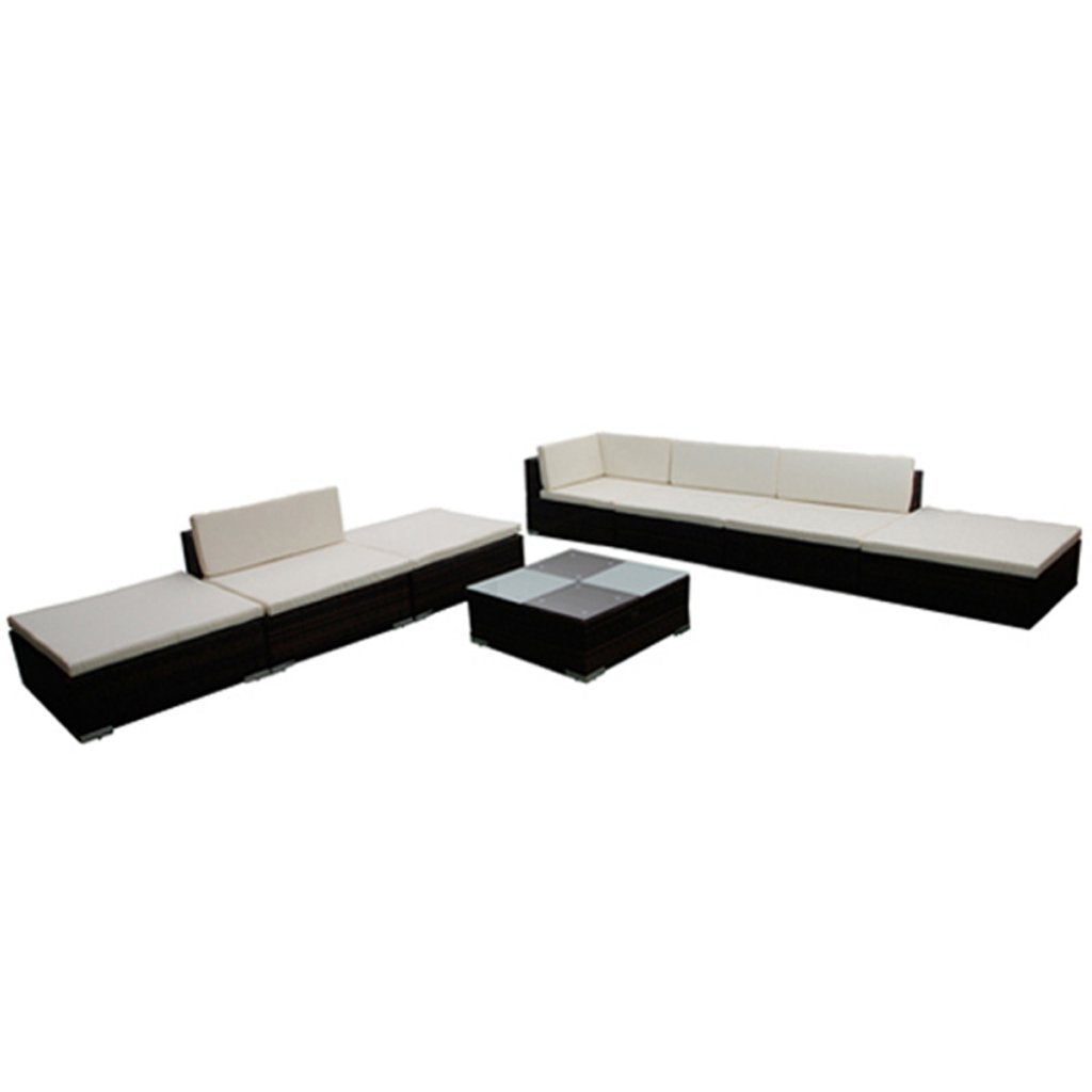 8PC Outdoor Patio Furniture Rattan Wicker Sectional Sofa Chair Couch Set Brown