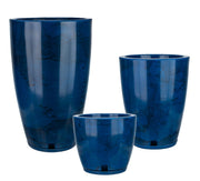 Plastic Plant Pot, Blue Marble Effect, Set of 3 (11+17+25 inch) with Drainage Hole