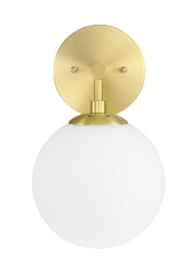 Wall Light 1 Light Vintage Wall Sconce with White Globe Glass in Satin Brass