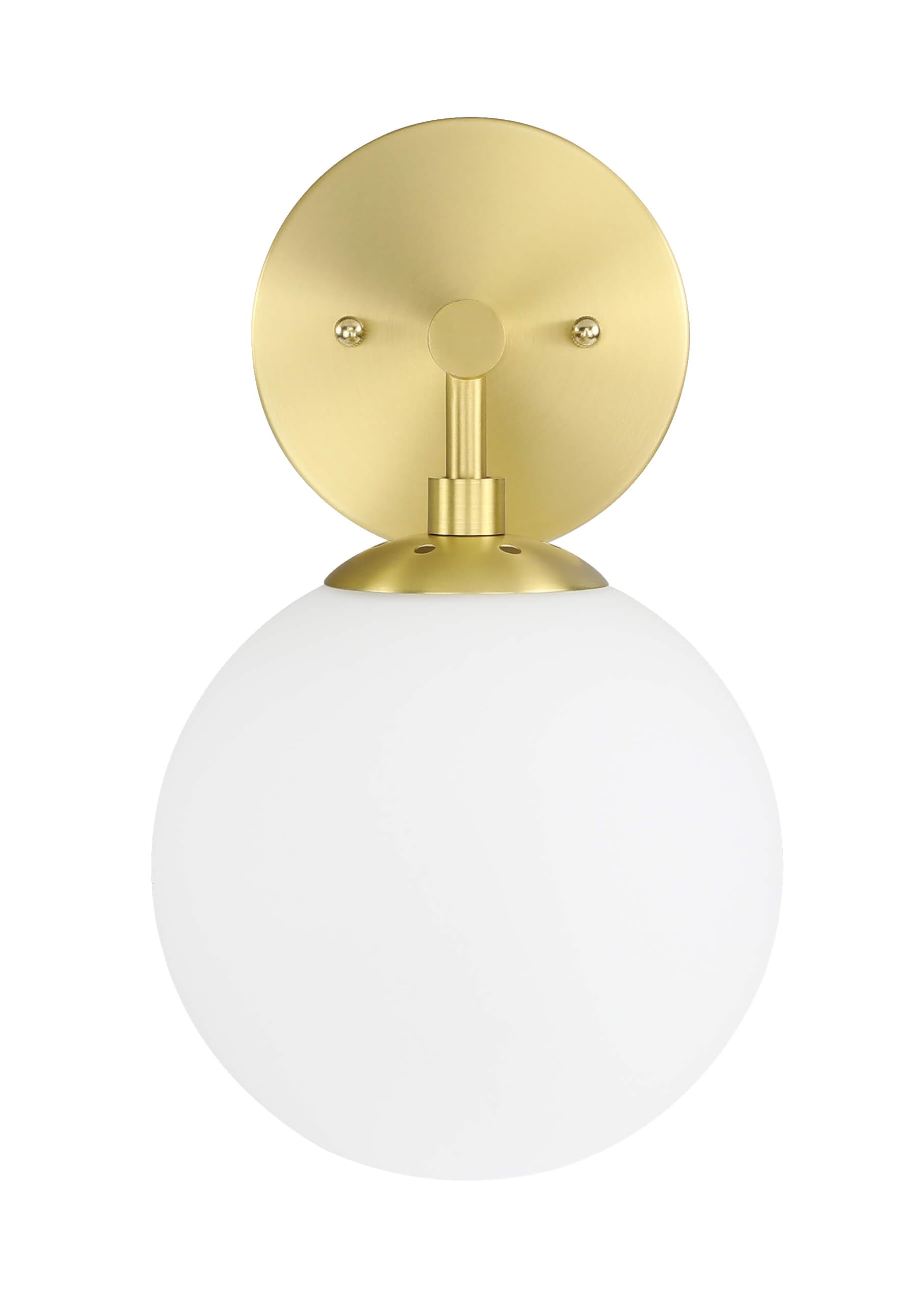Wall Light 1 Light Vintage Wall Sconce with White Globe Glass in Satin Brass