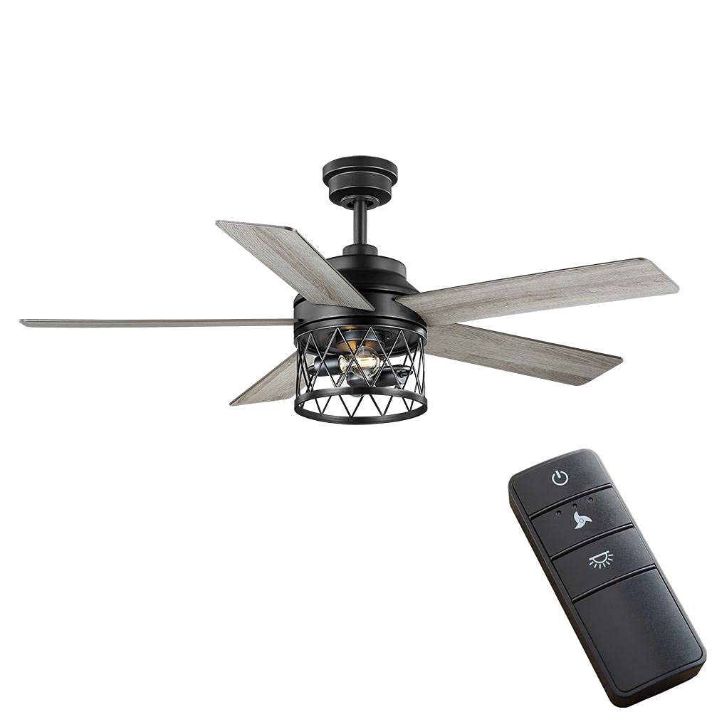 North Grove 52 in. Indoor LED Matte Black Dry Rated Ceiling Fan
