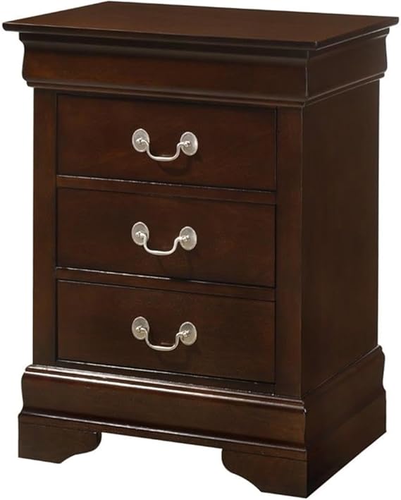 Louis Phillipe 3 Drawer Nightstand in Cherry
