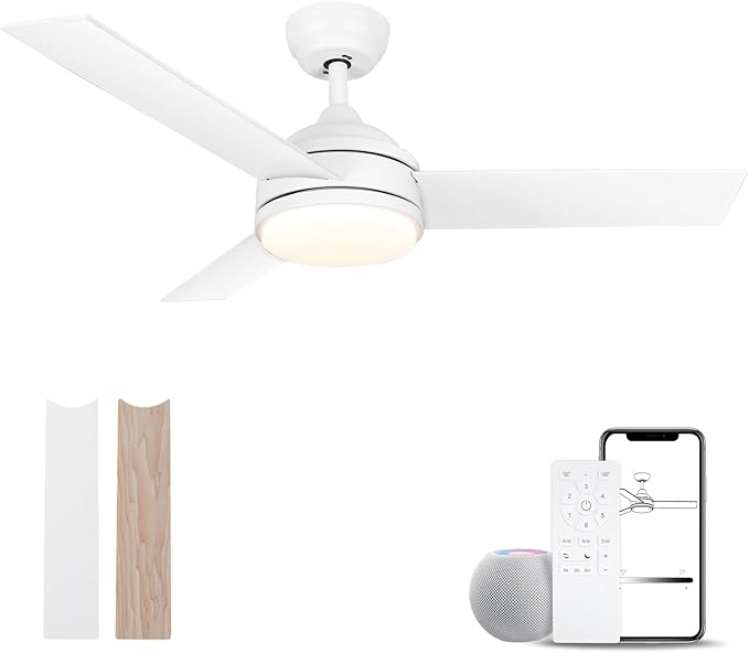 Ceiling Fans with Lights and Remote, 42 Inch Alexa Ceiling Fan with Light, Noiseless
