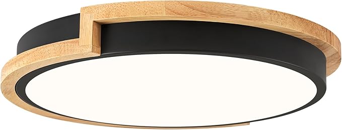 Dimmable Wood LED Flush Mount Ceiling Lights