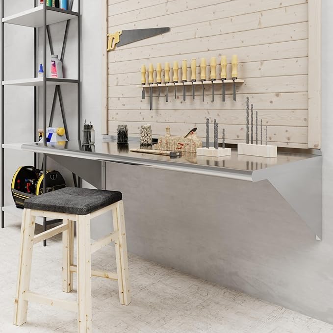 Express KitchQuip Stainless Steel Wall Shelf | Metal Shelving | Garage, Laundry, Storage, Utility Room | Restaurant, Commercial Kitchen | NSF Certified | (24” x 60”)