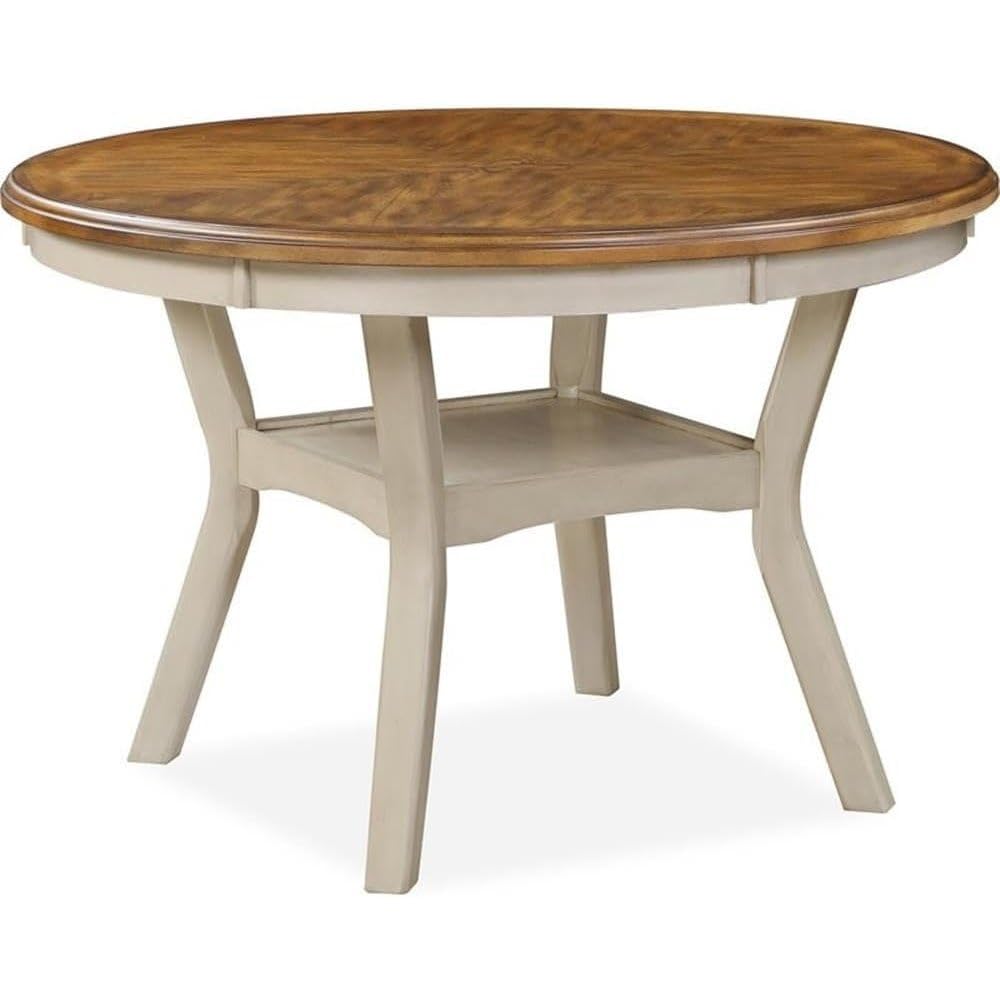 5-Piece Solid Wood Dining Set in Brown and White for Modern