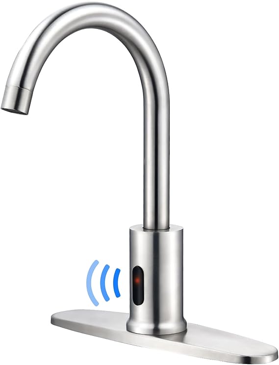 Touchless Bathroom Faucet-Tall Automatic Sensor Sink Faucet with Deck Plate