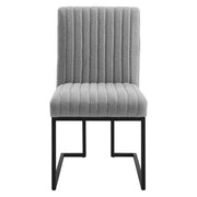 18.5" Fabric & Metal Dining Chairs in Light Gray/Black (Set of 2)