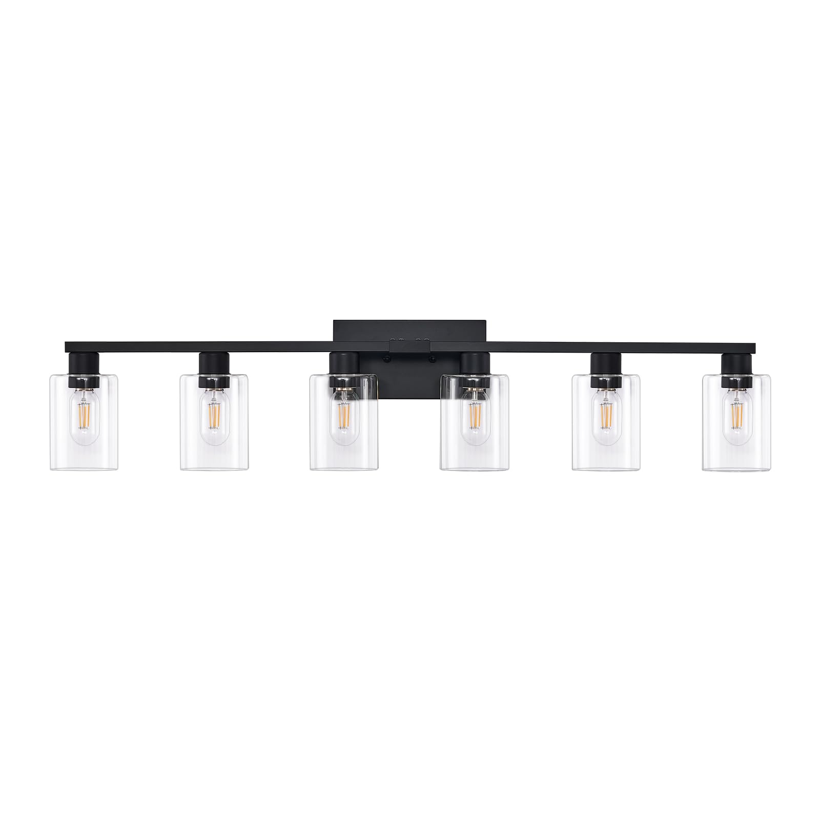 6-Light Vanity Lights,Large Vanity Light for Bathroom Black Vanitii Lights with Clear Glass