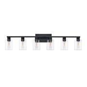6-Light Vanity Lights,Large Vanity Light for Bathroom Black Vanitii Lights with Clear Glass