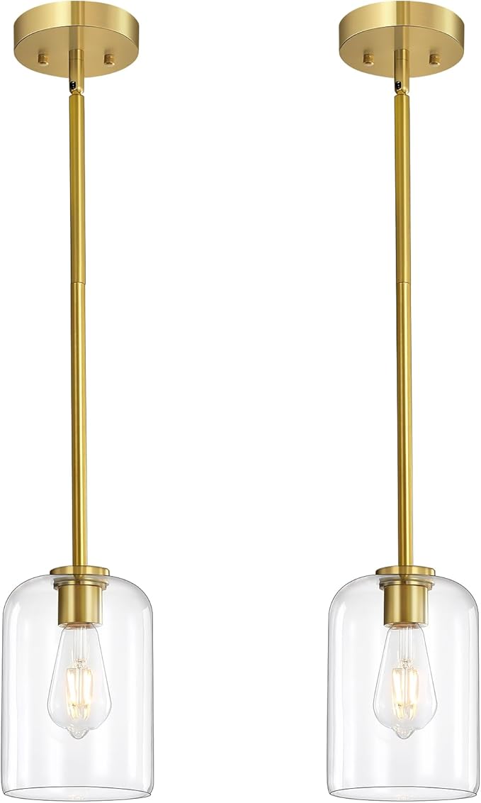 Black Pendant Light Fixtures, 6 Inch Clear Glass Shade