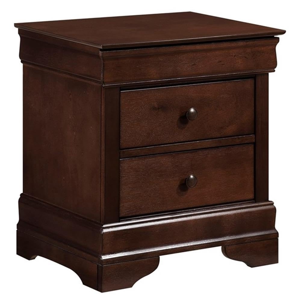 Traditional 3-Drawers Wooden Bedside Nightstand in Brown Cherry