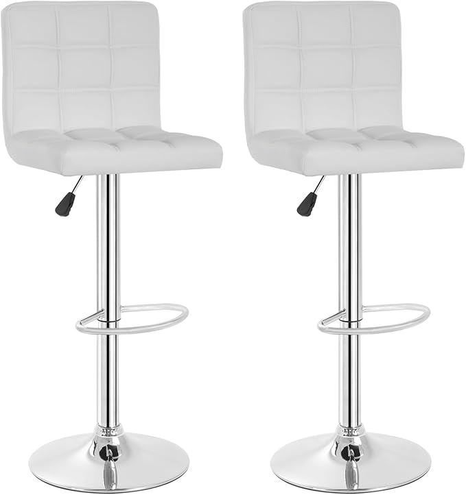 Ruesleag Modern Barstools Set of 2 Counter Height Bar Stool Height Adjustable Back PU Leather Swivel Bar Chair Hydraulic Swivel Dining Chairs Kitchen BarStools Restaurant Living Room Chairs,Black