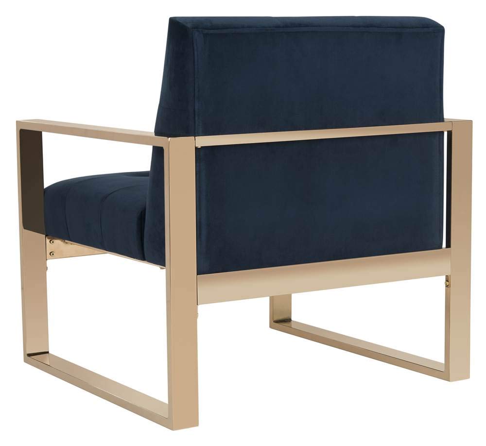 Home Vasco Navy Velvet and Brass Accent Chair